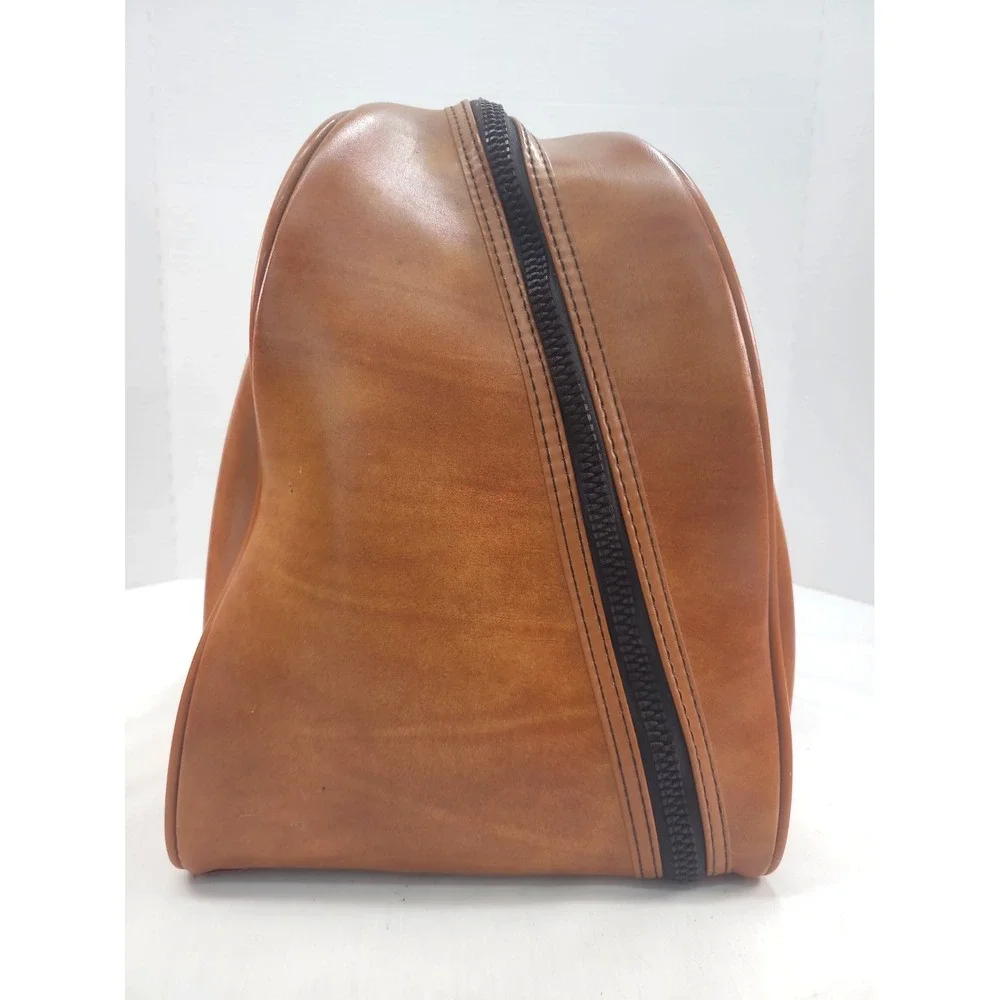 AMF VTG White, Brown & Black Single Bowling Ball Bag with Metal Rack Style 70s